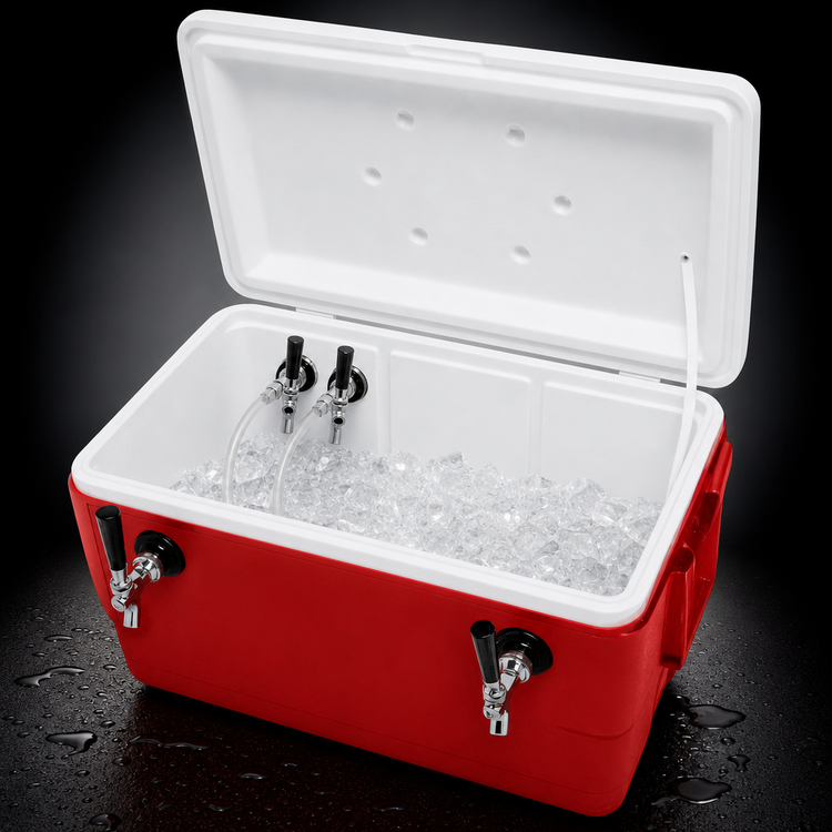 Product image #4 for 48 Quart Cold Plate Beer Cooler with 2 Faucets and Red Exterior