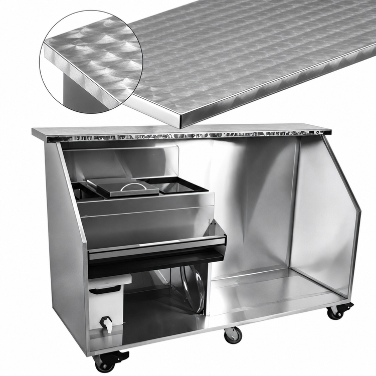Product image #4 for Glastender 84-Inch Stainless Steel Portable Bar for Stackable Cups with Refrigerator Space