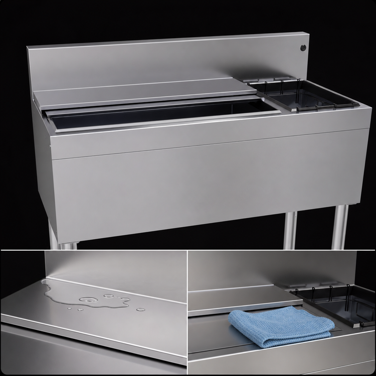 Product image #4 for Glastender 42-Inch Underbar Combo Ice Bin/Cocktail Unit, Right Bottle Well, 10-Circuit Cold Plate