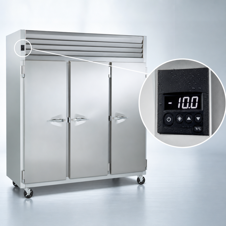Product image #4 for Traulsen Dealer's Choice G-Series 3-Section Reach-In Freezer with Full-Height Solid Doors, Self-Contained Top-Mounted Refrigeration