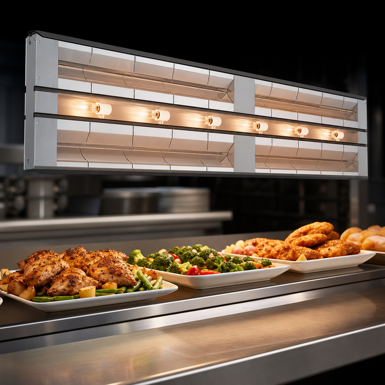 Product image #4 for Hatco Glo-Ray Max Watt Lighted Dual Infrared Strip Heater, 24 Inch Wide, Aluminum, 3-Inch Spacer
