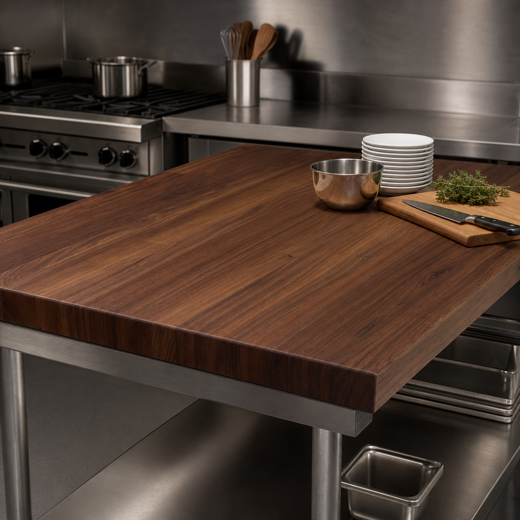 Product image #4 for John Boos Boos Block American Black Walnut Kitchen Countertop, 48"W x 42"D x 2-1/4" Thick, Varnique Finish