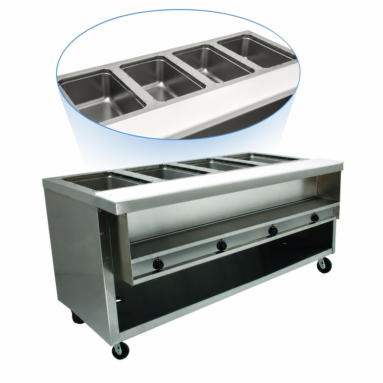 Product image #4 for Advance Tabco Heavy Duty Electric Sealed Well Hot Food Table with Enclosed Base, 4 Wells, 208/240V
