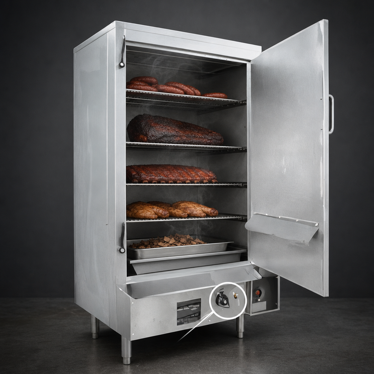 Product image #4 for MasterRange 30-Inch Natural Gas Smokehouse Smoker with Left-Hinged Door and Galvanized Exterior