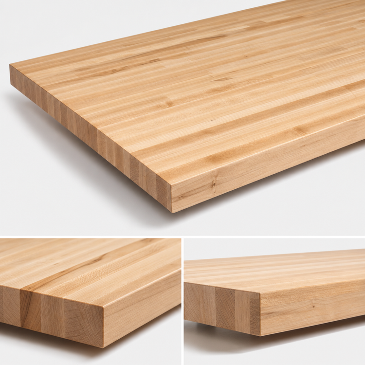 Product image #4 for Boos Block Blended Rails Edge Grain Northern Hard Rock Maple Kitchen Countertop, 132 x 48 x 1-3/4 Inch, Varnique Finish
