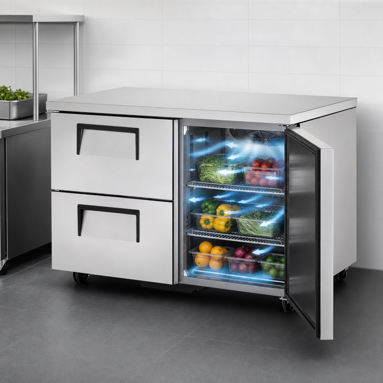 Product image #4 for True TUC-48D-2-HC 48-Inch 2-Section Undercounter Refrigerator with 1 Door and 2 Drawers