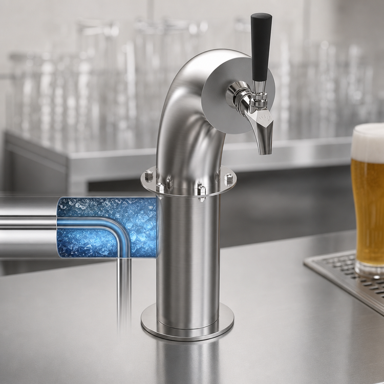 Product image #4 for Krowne Single-Faucet Glycol-Cooled Countertop Snakehead Beer Tower, Brushed Stainless Steel