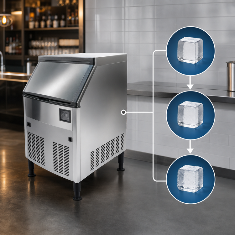 Product image #4 for Omcan USA IC-CN-0289S Cube-Style Ice Maker with Bin, Self-Contained Air-Cooled, Full Cube, 280 lb/Day