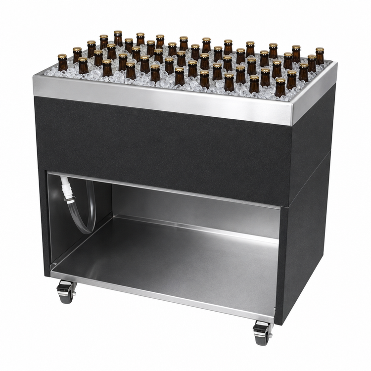 Product image #4 for Glastender Mobile Ice-Cooled Beer Bin with Open Front Cabinet Base, 48 Inch Wide, 10-1/2 Inch Deep Liner