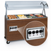 Thumbnail image #4 for Vollrath 2-Series Affordable Portable 4-Well Mobile Hot Food Station with Lighted Buffet Breath Guard, Open Storage Base, Walnut Woodgrain