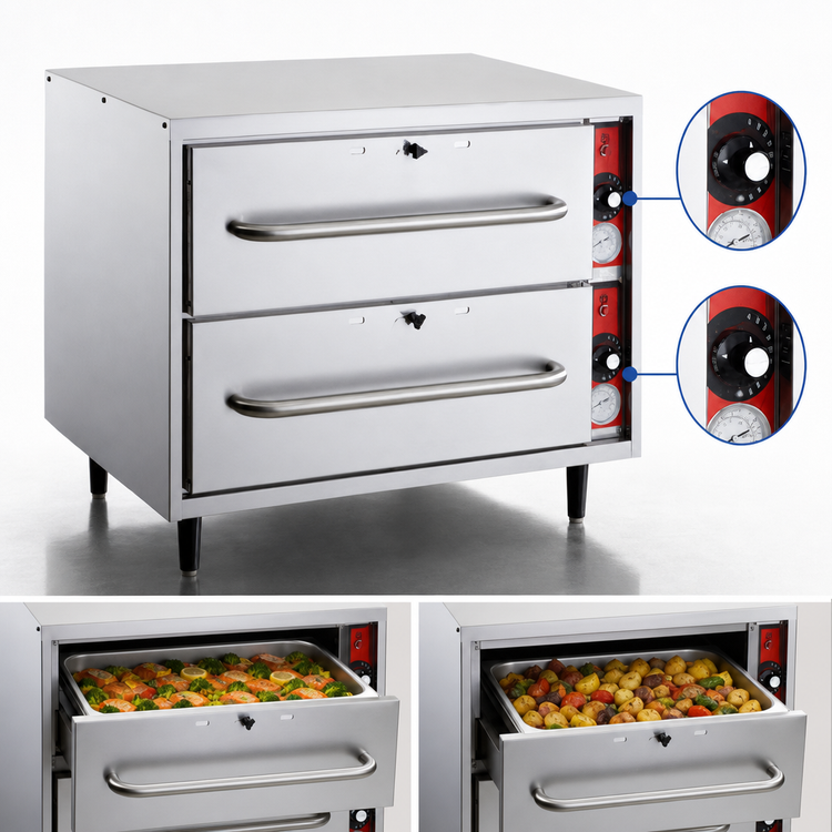 Product image #4 for Freestanding Double-Drawer Warming Drawer, Stainless Steel