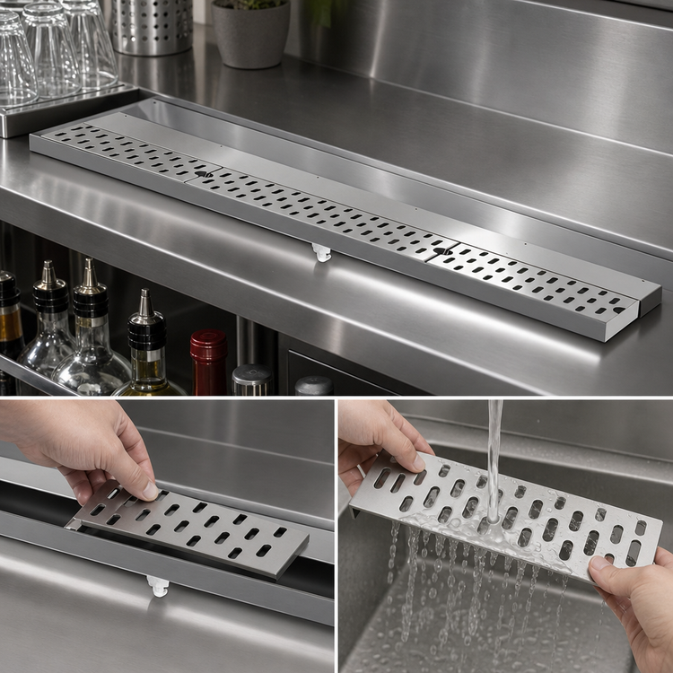 Product image #4 for 12-Inch Stainless Steel Underbar Drink Rail Drainer