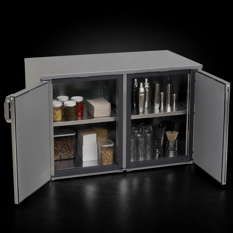 Product image #4 for Glastender Low Profile 40-Inch Back Bar Dry Storage Cabinet with 2 Hinged Doors