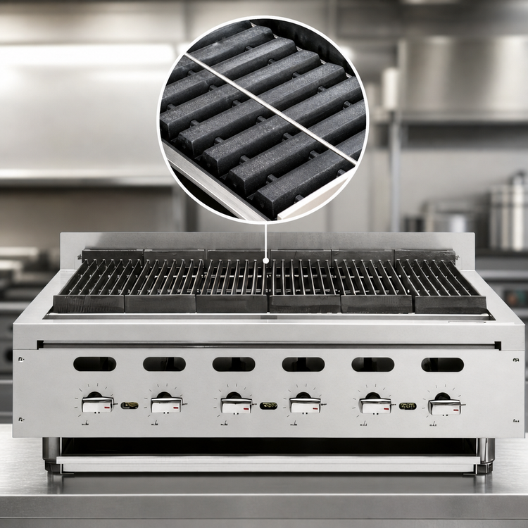 Product image #4 for Vulcan Achiever VACB60-QS Platinum 62-1/8 Inch 11-Burner Radiant Countertop Gas Charbroiler