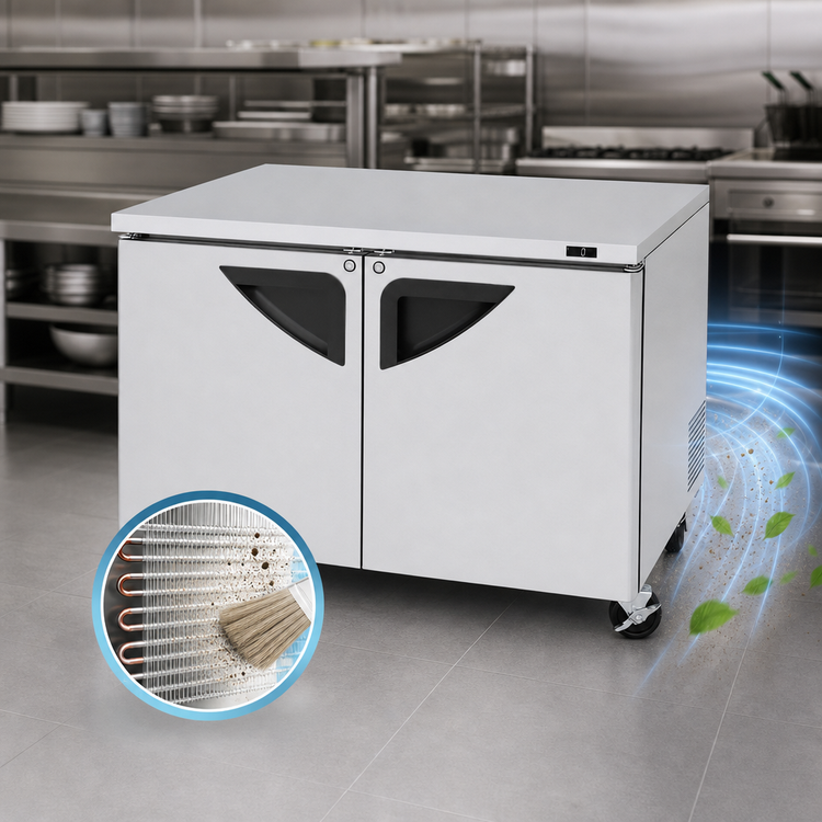 Product image #4 for Turbo Air Super Deluxe Series Two-Section Undercounter Freezer, 48-1/2 Inch, Self-Contained Rear Mount