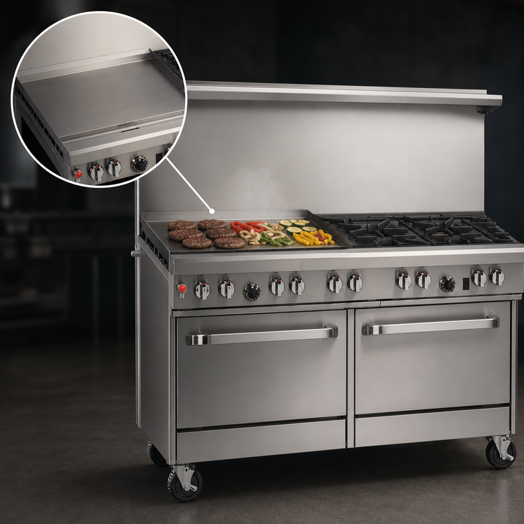 Product image #4 for Southbend Ultimate 60-Inch Commercial Gas Restaurant Range with 4 Open Burners, 36-Inch Griddle, and 2 Convection Ovens