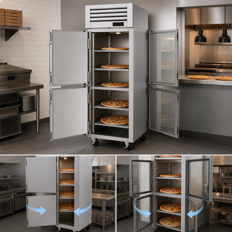 Product image #4 for Turbo Air PRO Series Pass-Thru Heated Pizza Holding Cabinet with Solid Front and Glass Rear Half Doors, 27 Cu. Ft.