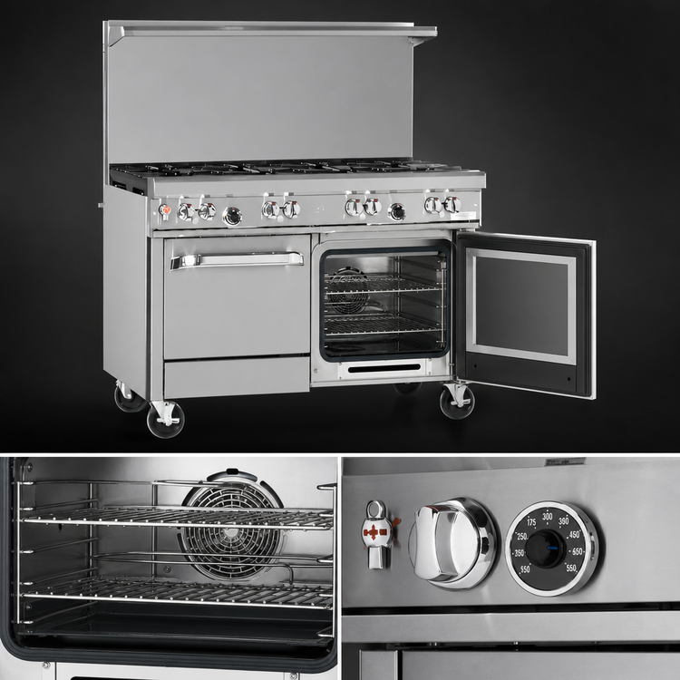 Product image #4 for Southbend Ultimate 48-Inch Commercial Gas Restaurant Range with 7 Open Burners, Convection Oven, and Cabinet Base