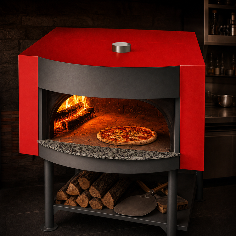 Product image #4 for Marra Forni MS71-59W Square Wood-Fired Brick Deck Pizza Oven with Steel Stand