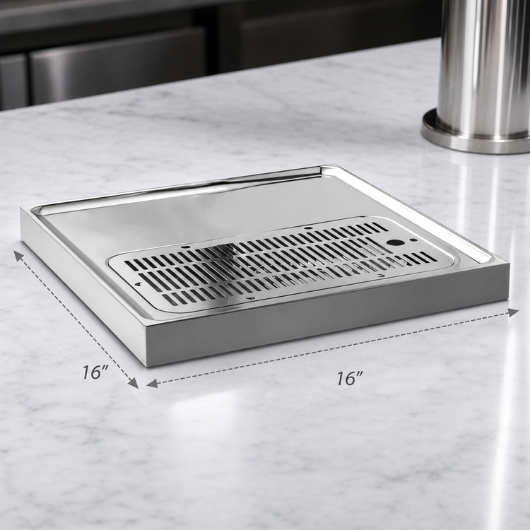 Product image #4 for Perlick 16-Inch x 16-Inch Surface-Mount Platform Drip Tray Trough for Lucky, Panther, and Sexy Towers, Stainless Steel