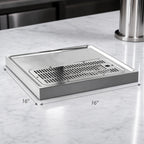 Thumbnail image #4 for Perlick Corporation 43839SS Surface-Mount Platform Drip Tray Trough, 16 x 16 Inches, Stainless Steel, No Pre-Cut Holes