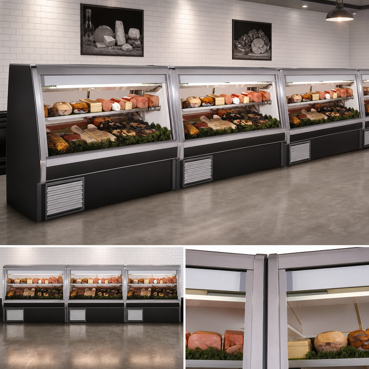 Product image #4 for Howard-McCray 34E Series 76.5-Inch Self-Contained Full-Service Straight Glass Deli Meat & Cheese Case, Black Exterior, LED Lighting