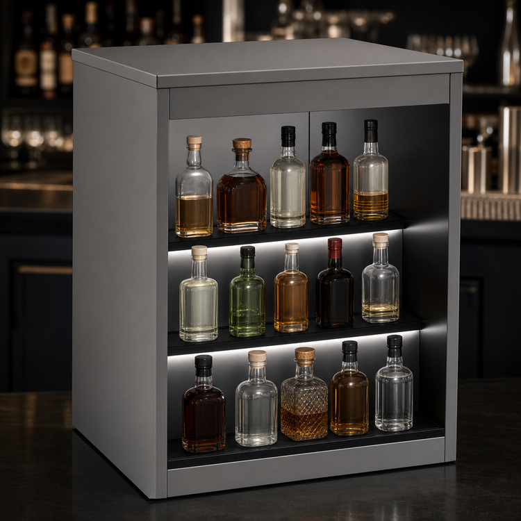 Product image #4 for Glastender 24-Inch Wide Back Bar Liquor Display Cabinet with Open Front and LED Lighting