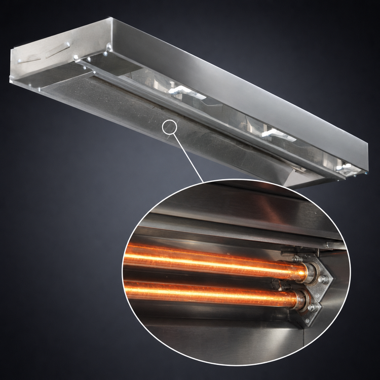 Product image #4 for Eagle RedHots 84 Inch Single Unlighted Strip Heat Lamp with Rod-Type Heating Elements, High Watt, 240V