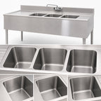Thumbnail image #4 for Eagle Group 2200 Series B5L-22 60-Inch 3-Compartment Underbar Sink with Left Drainboard, 304 Stainless Steel