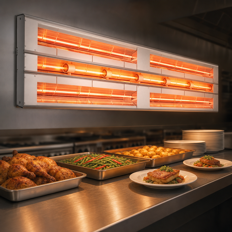 Product image #4 for Hatco Glo-Ray® Lighted Dual Infrared Strip Heater, 132 Inch, 3-Inch Spacer