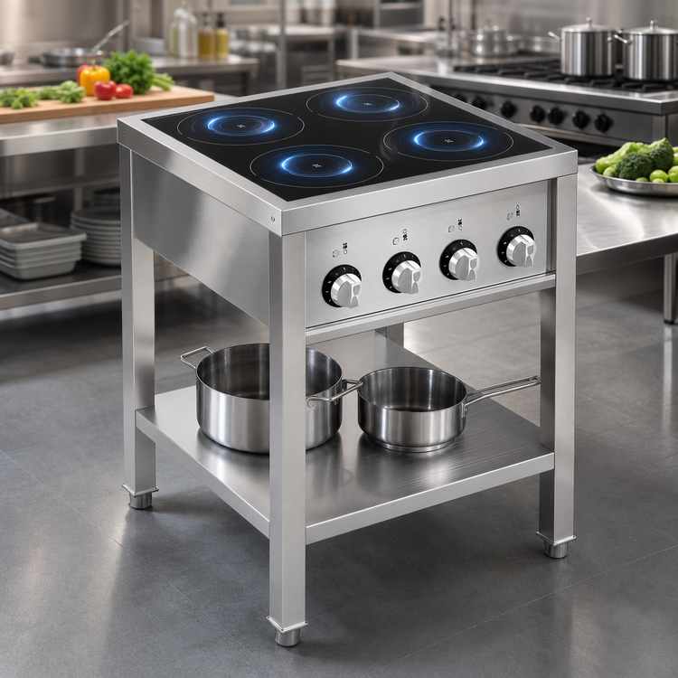Product image #4 for Eurodib Commercial Freestanding 4-Zone Induction Cooktop, 208V 3-Phase
