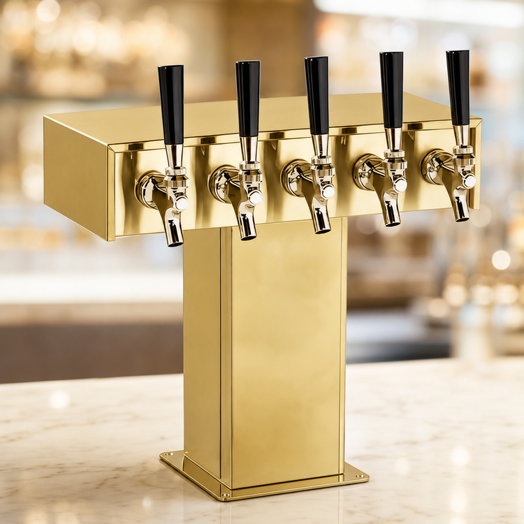 Product image #4 for Perlick 4-Faucet Tee Tower Draft Beer Dispensing Kit, Tarnish-Free Brass