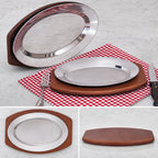 Thumbnail image #4 for Admiral Craft WU-11 Oval Hard-Wood Steak Platter Underliner, 12-1/2 x 9 x 3/4 Inch