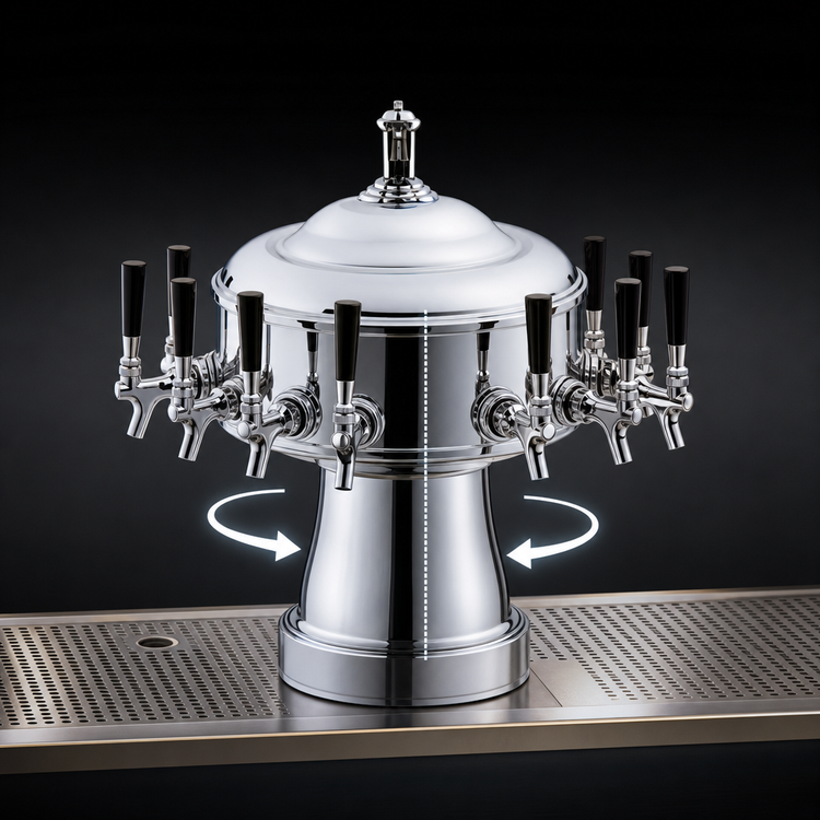 Product image #4 for Perlick 4005D4BPC Gambrinus Glycol-Cooled Countertop Draft Beer Tower with 8 Faucets