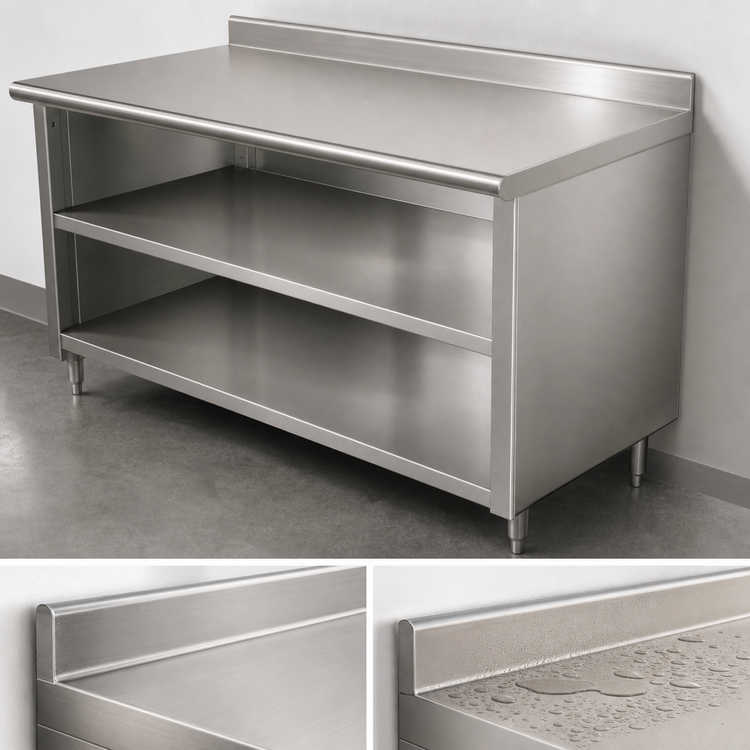 Product image #4 for Advance Tabco Special Value 36-Inch x 24-Inch 16-Gauge 304 Stainless Steel Economy Work Table with 5-Inch Backsplash and Mid Shelf
