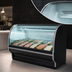 Thumbnail image #4 for Howard-McCray 40E Series Remote Curved Glass Fish and Poultry Refrigerated Display Case, 75-1/2 Inch Wide, Black Exterior/White Interior, LED Lighting