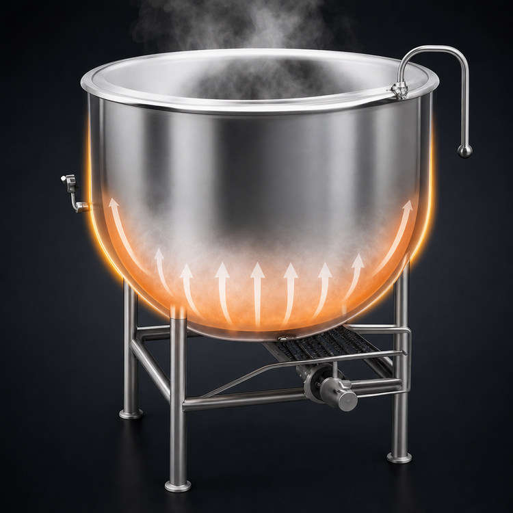 Product image #4 for Legion LT-80 Stationary Direct Steam Kettle, 80 Gallon, 2/3 Jacket, Tri-Leg Base