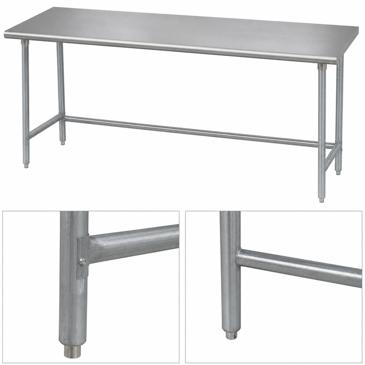 Product image #4 for Advance Tabco 144 Inch x 30 Inch 16 Gauge 304 Stainless Steel Work Table with Galvanized Legs and Crossrails