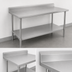 Thumbnail image #4 for John Boos Stallion 144-Inch x 36-Inch Stainless Steel Work Table with 5-Inch Backsplash, Safety Edge, and Fixed Undershelf