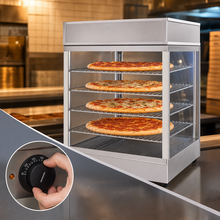 Product image #4 for Doyon DRP4 Countertop Hot Food Display Warmer with 4-Shelf Rack, Holds 4 18-Inch Pizzas