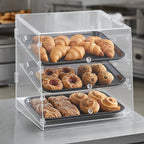 Thumbnail image #4 for Vollrath KDC1418-3-06 Countertop Slant-Front Clear Acrylic Bakery Display Case, Non-Refrigerated, 3 Trays, Front and Rear Doors