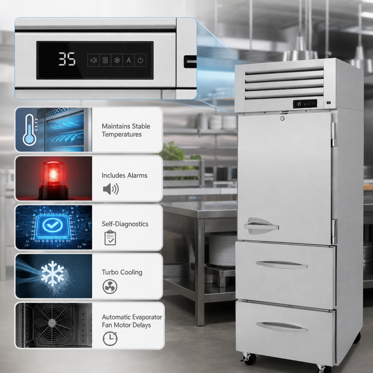 Product image #4 for Turbo Air PRO Series One-Section Half Solid Door Reach-In Refrigerator with 2 Drawers, 24.76 Cu. Ft.
