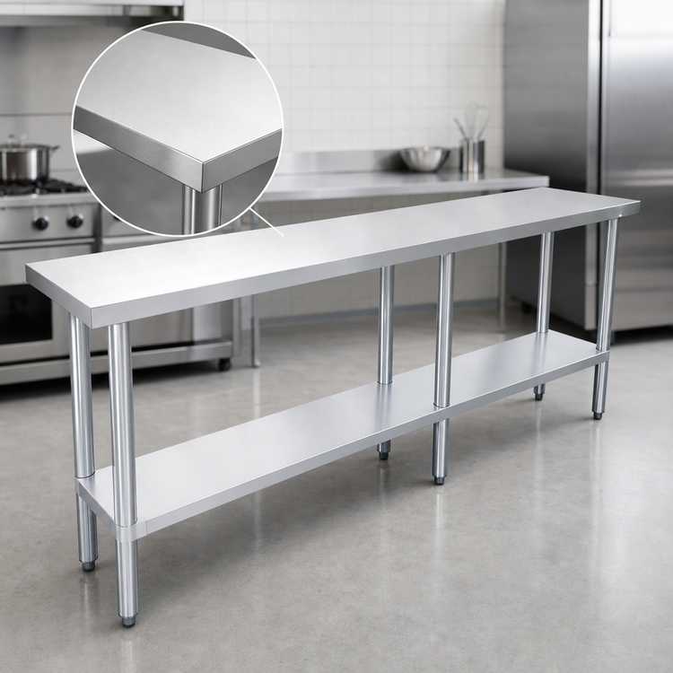 Product image #4 for Sapphire 84-Inch x 24-Inch Stainless Steel Flat Top Worktable with Galvanized Legs and Undershelf