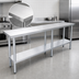 Thumbnail image #4 for Sapphire 84-Inch x 24-Inch Stainless Steel Flat Top Worktable with Galvanized Legs and Undershelf