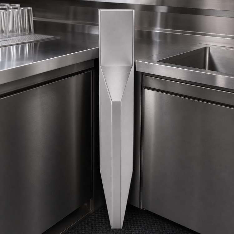 Product image #4 for Glastender Underbar Inside Wedge Corner Fillerboard, 10° Angle, 19-Inch Deep, Stainless Steel, No Legs, With Backsplash