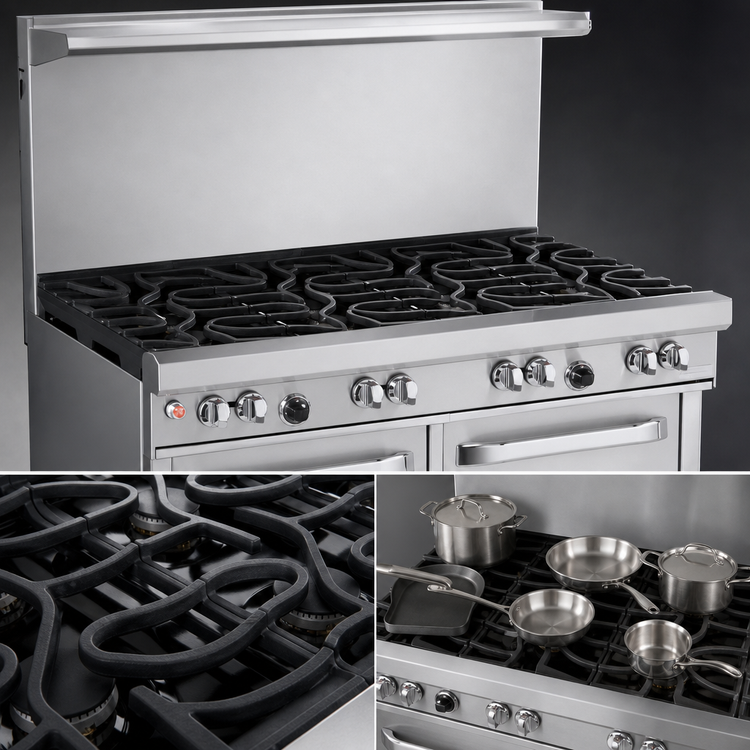 Product image #4 for Southbend Ultimate 48-Inch Commercial Gas Restaurant Range with 7 Open Burners, Standard Oven and Cabinet Base