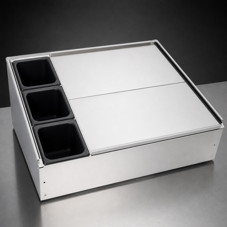 Product image #4 for 24-Inch Underbar 3-Bottle Bottle Well and Sliding Cover Assembly, Left-Side Wells