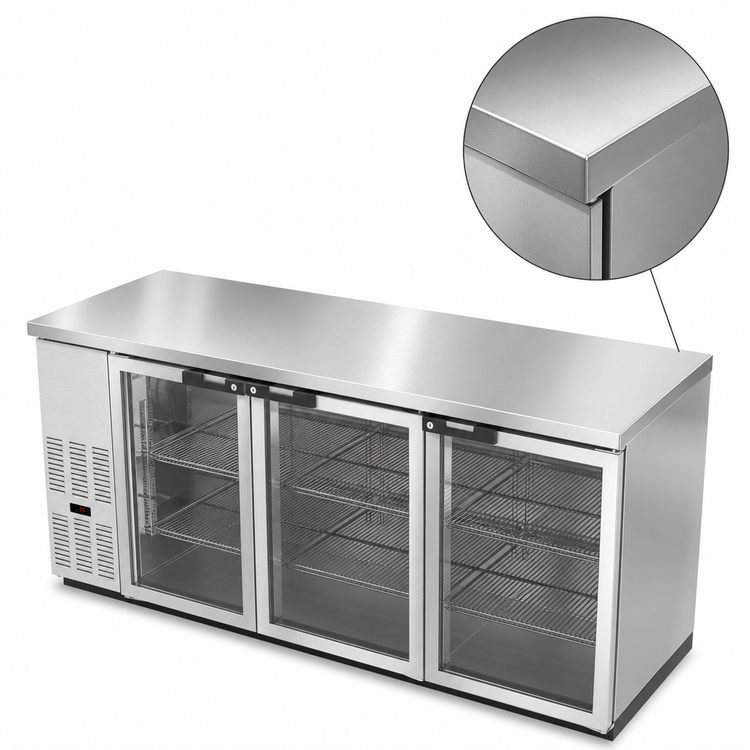 Product image #4 for Hoshizaki 80-Inch Three-Section Glass Door Back Bar Cooler with Stainless Steel Exterior