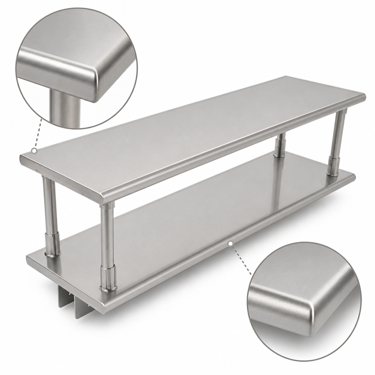 Product image #4 for Stainless Steel Pass-Thru Shelf with Overshelf, 96 x 24 Inches