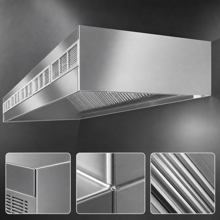 Product image #4 for SpecAir HEF96-72 72-Inch Front Discharge Make-Up Air Wall Type Commercial Exhaust Hood